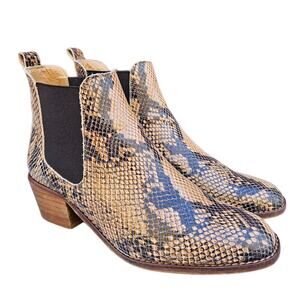 Snake Print Bootie Steve Madden Chaselyn Size 9 Brown Leather Ankle Chelsea Boot